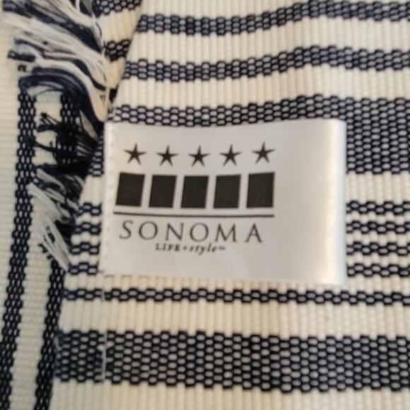 Sonoma Life + Styles Cotton Navy and White Striped Placemats Set of Four - Picture 2 of 8